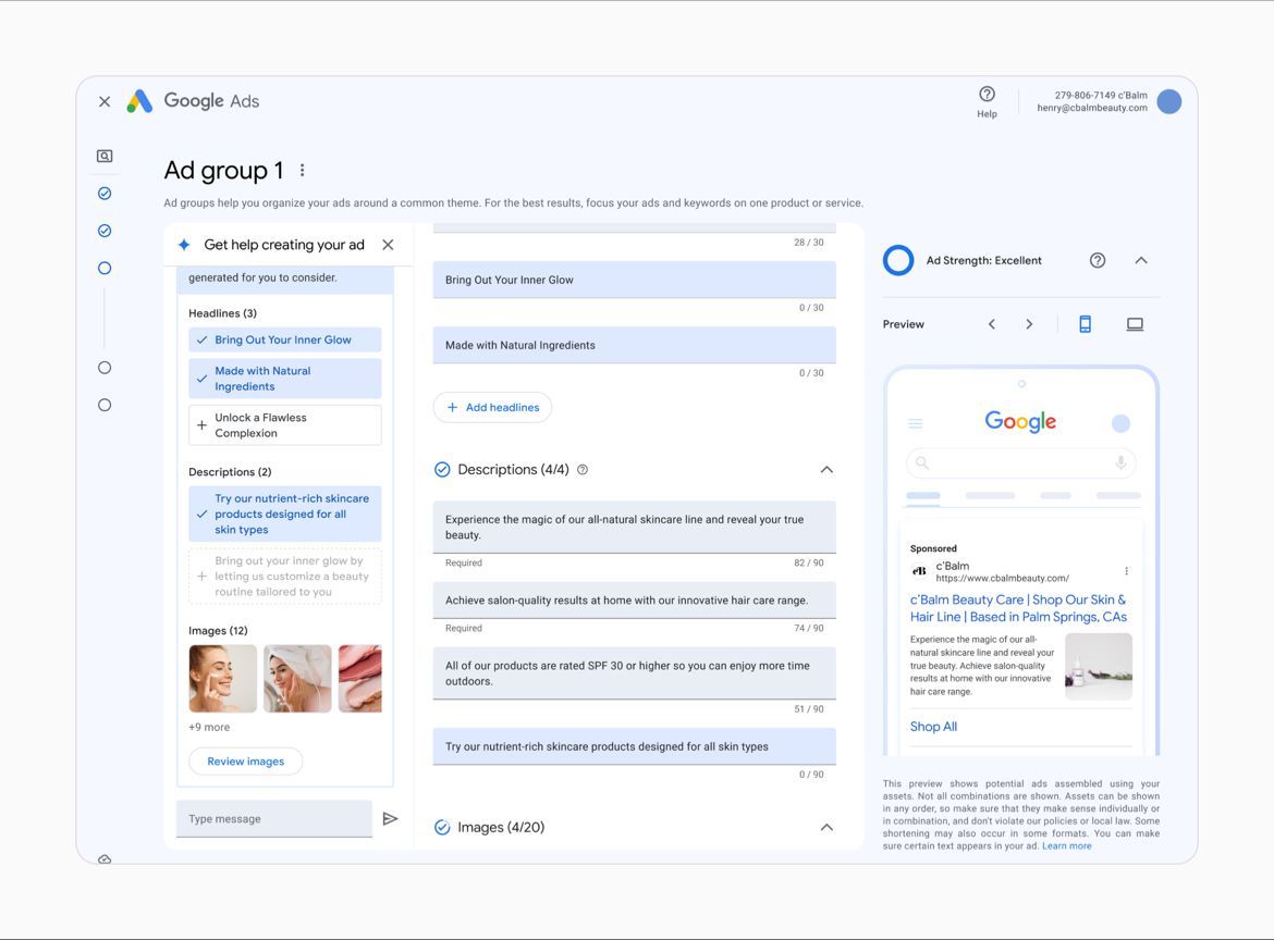 Los artículos que Google marketing ha subido se dividen en 6 temas